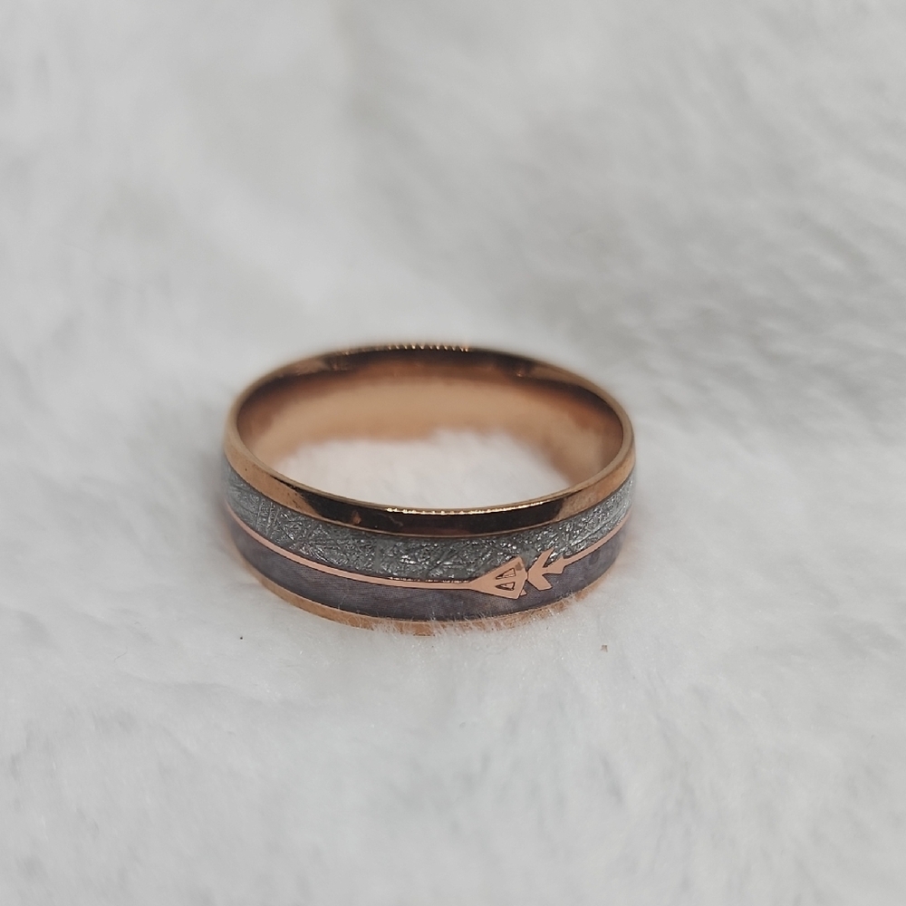 Stainless Steel Arrow Striped Men's Ring